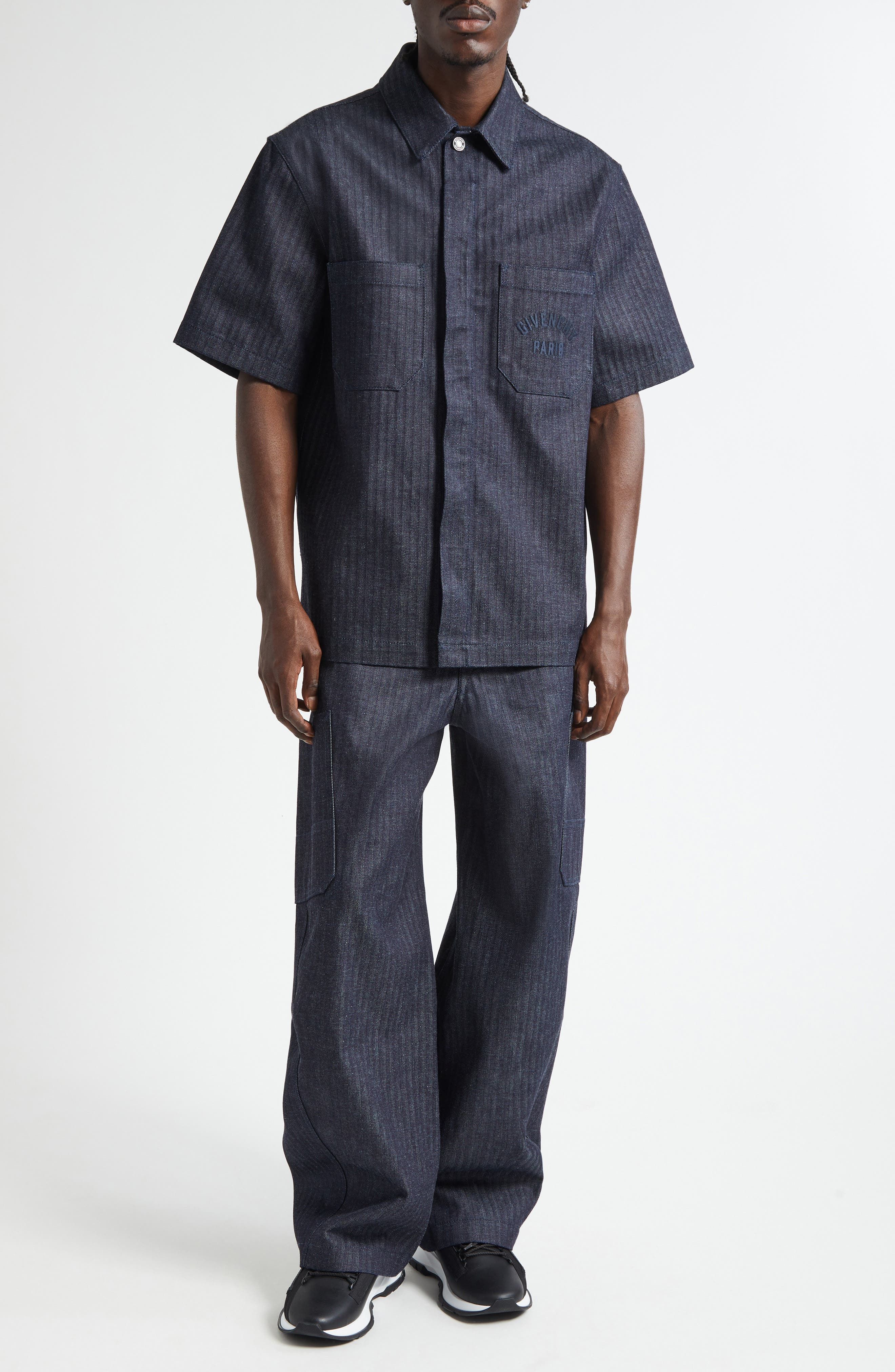 Givenchy Short Sleeve Denim Button-Up Shirt in Dark Blue at Nordstrom - 2