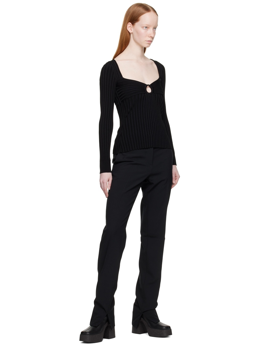 Black V-Neck Sweater - 4