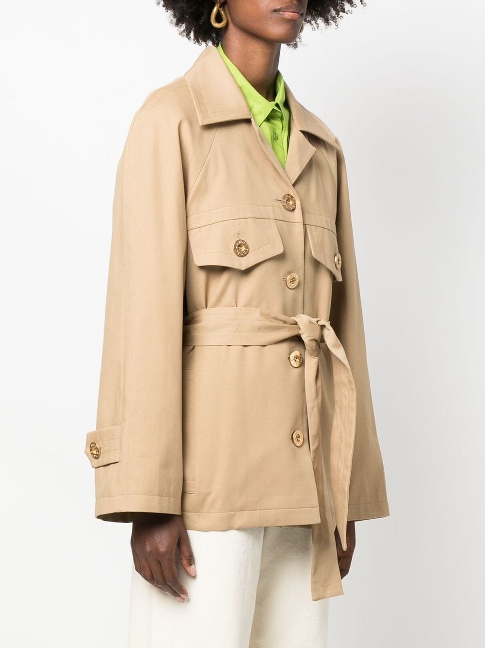 cropped belted trench coat - 3