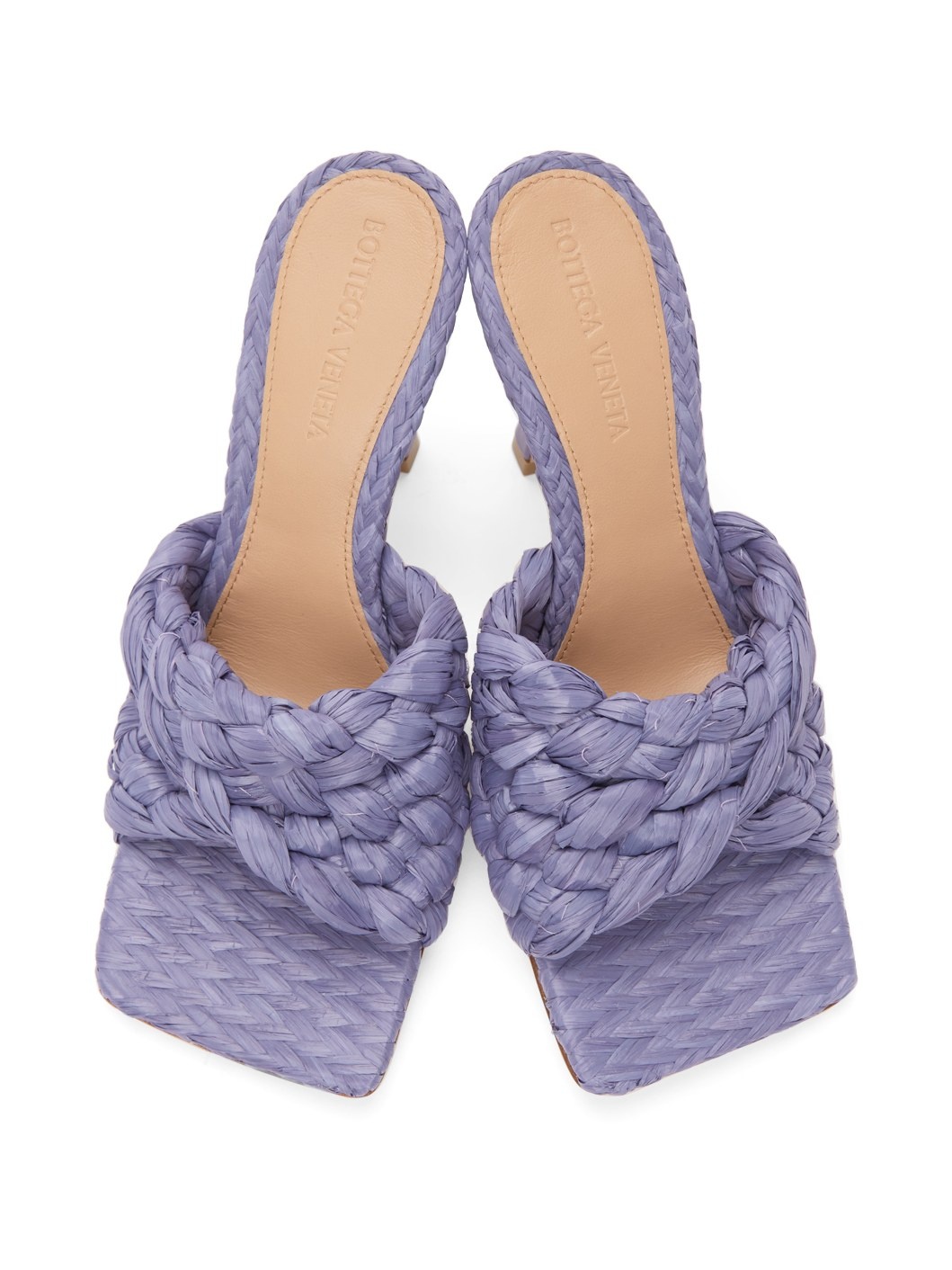 Purple Raffia Stretch Heeled Mules - 5