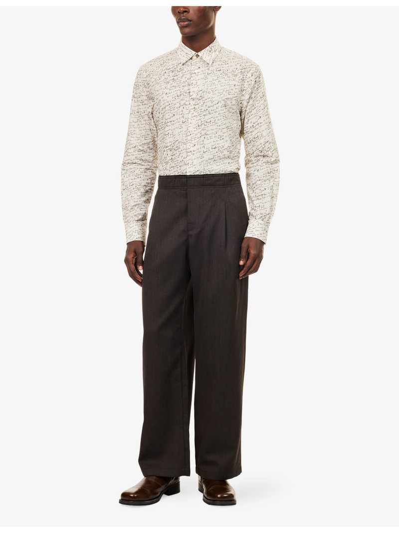 Paul Smith Writing-Print Slim-Fit Cotton-Poplin Shirt outlook