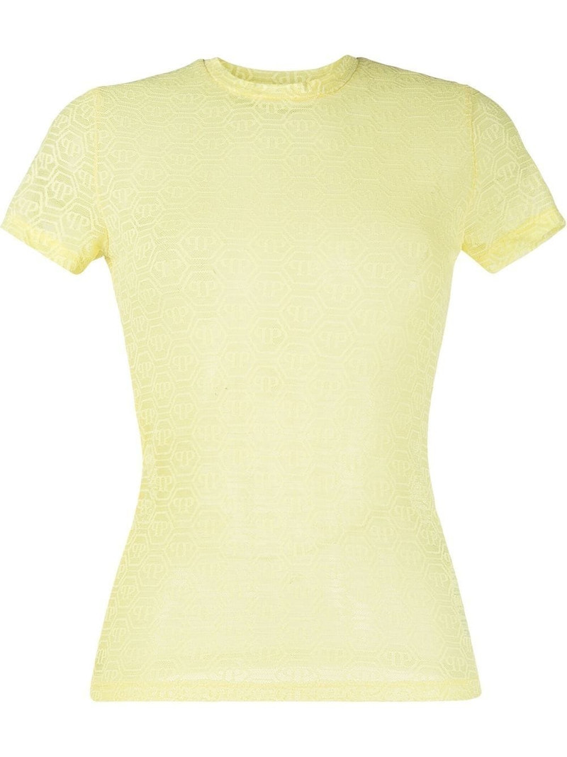 monogram-pattern tulle T-shirt 1