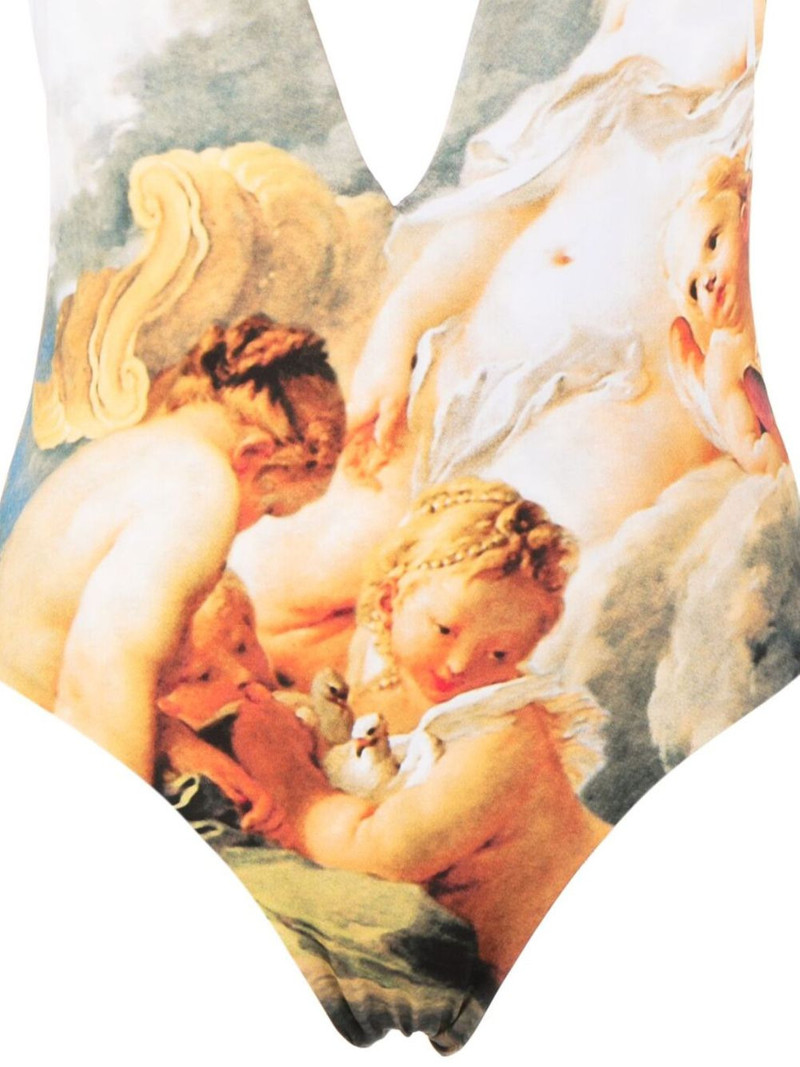 Roberto Cavalli Painting-print halterneck swimsuit outlook