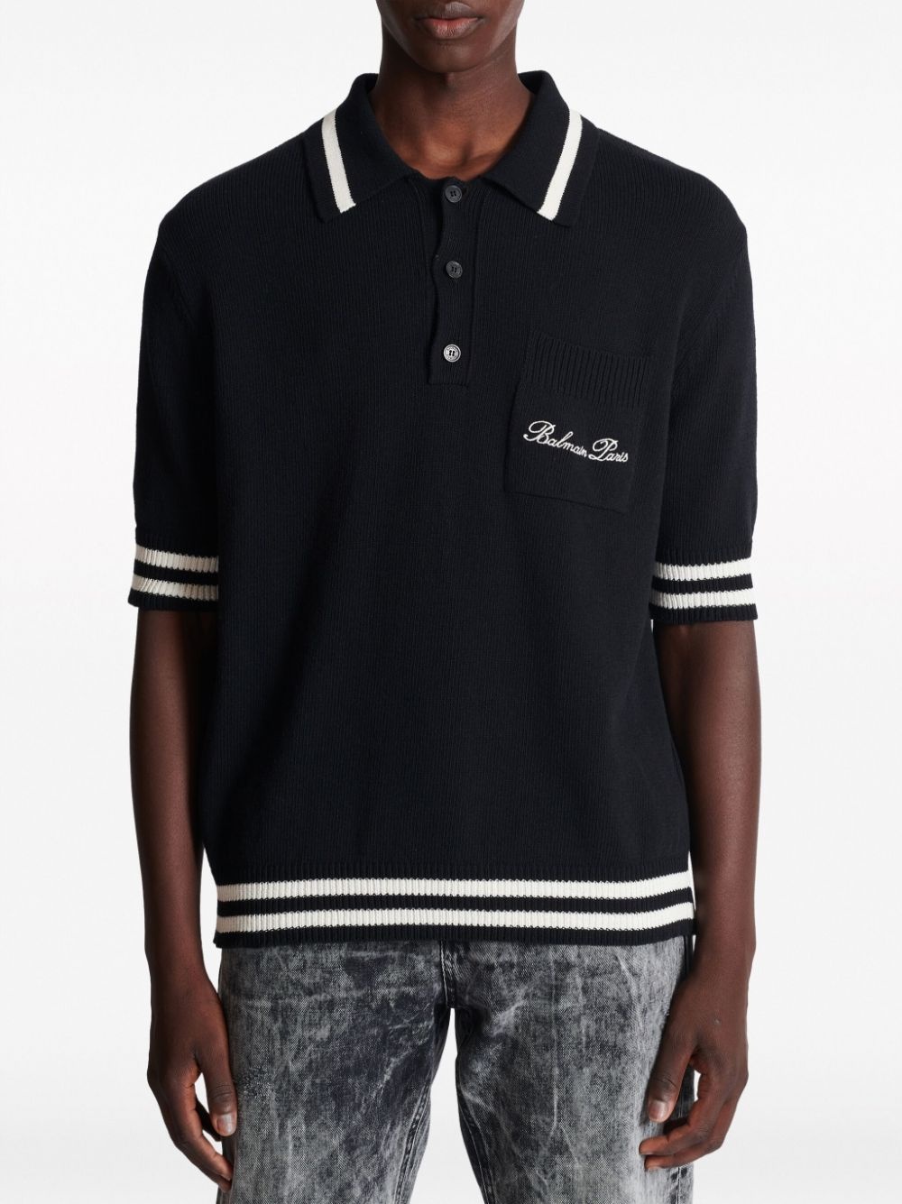 logo-embroidered striped polo shirt - 5