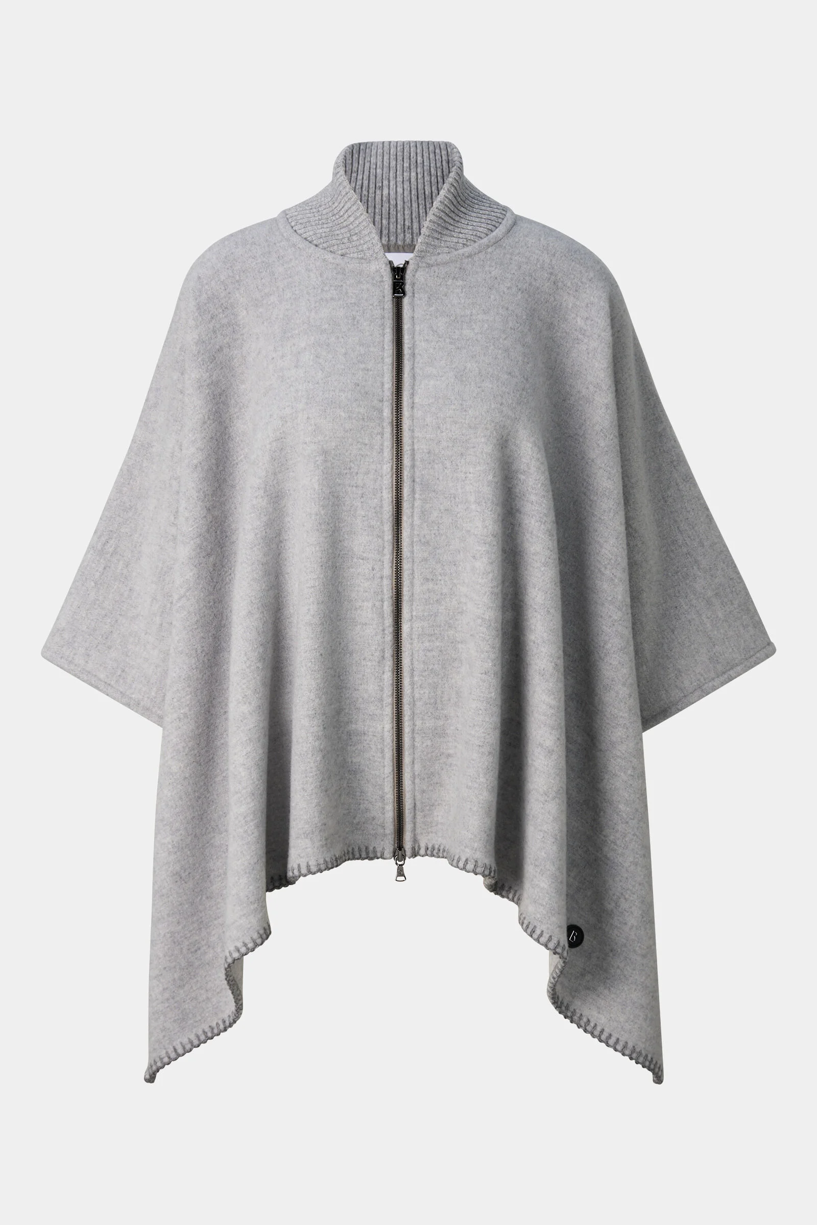 Nellie Wool Mix Poncho in Light Gray - 1