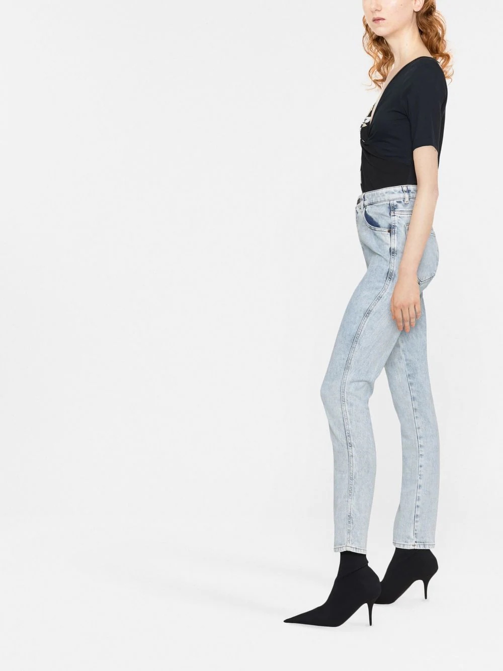 skinny-cut bleached jeans - 3