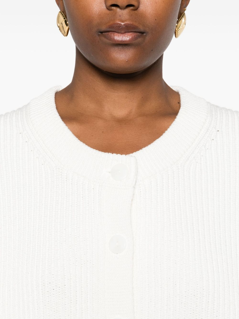 ribbed button cardigan - 5