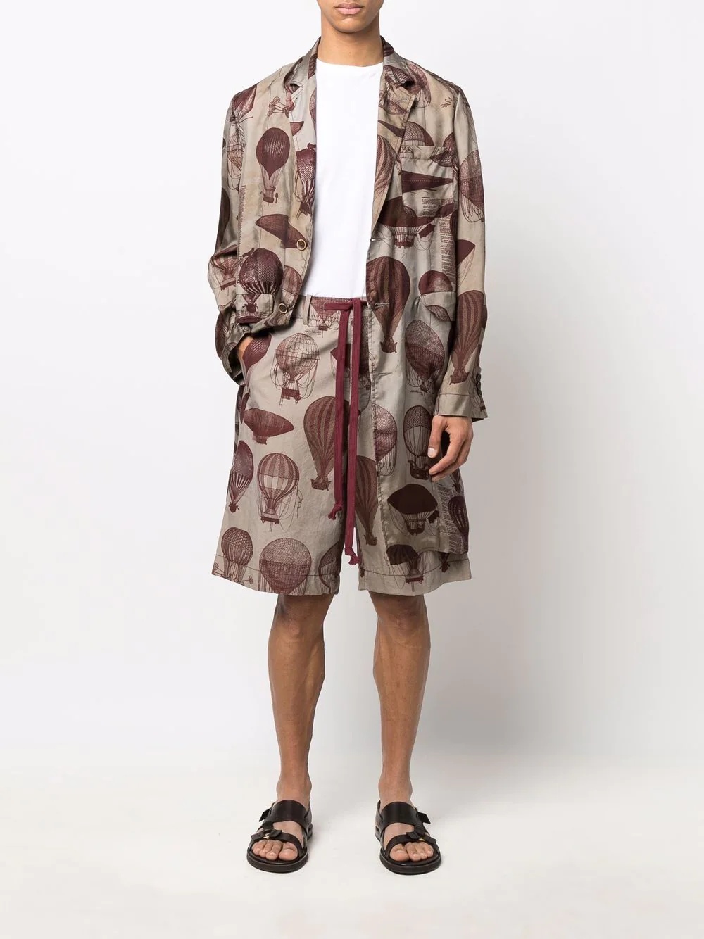 balloon-print longline shirt coat - 2