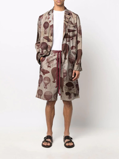 UMA WANG balloon-print longline shirt coat outlook