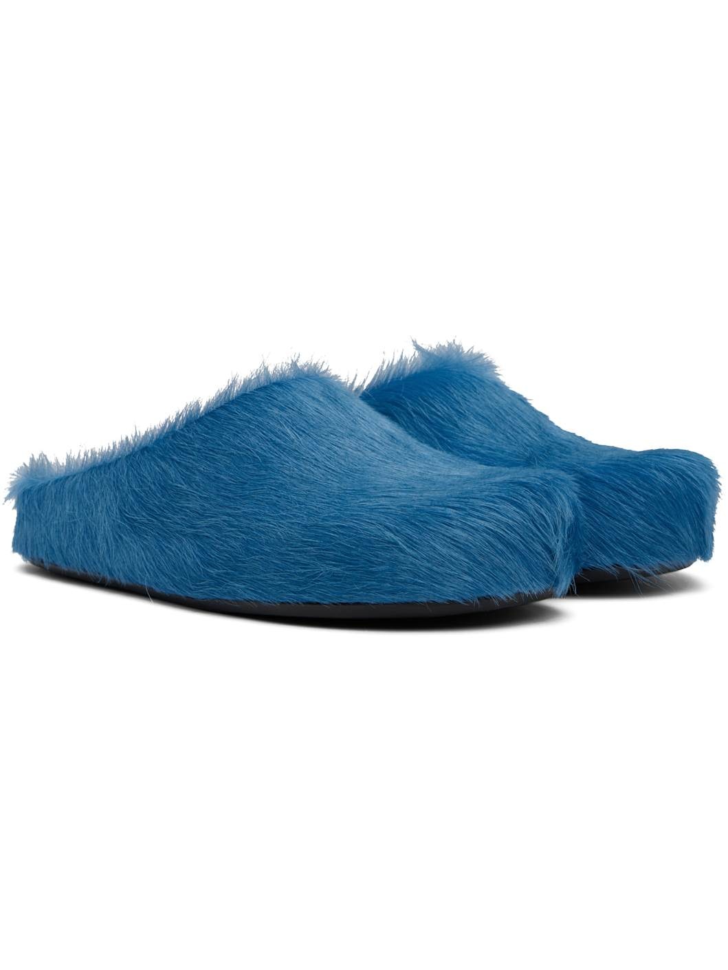 Blue Long Hair Calfskin Fussbett Slip-on Loafers - 4