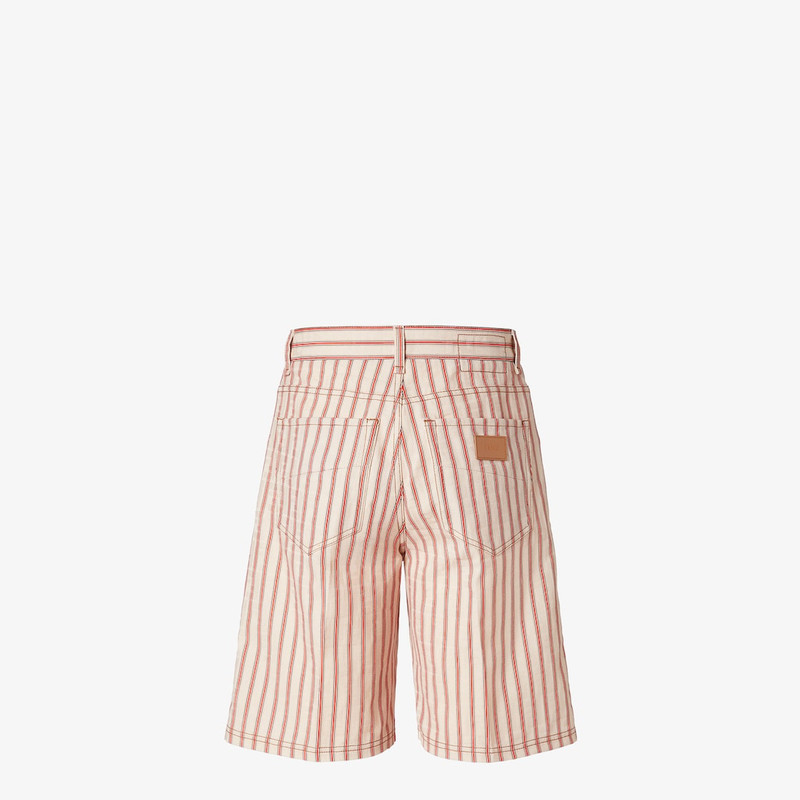 Bermudas Beige FF denim shorts with red stripes 2