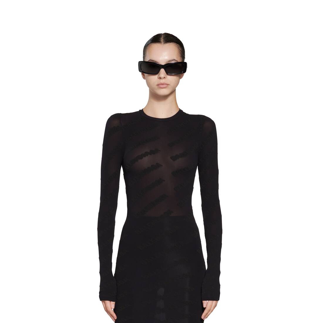 Women's Mini Allover Logo Dress in Black - 5