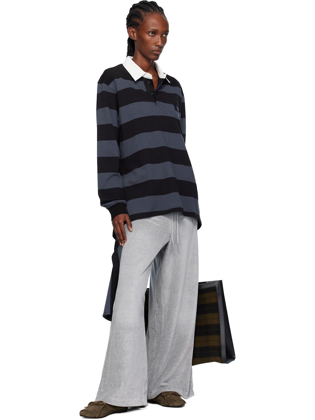 Gray Velour Wide Lounge Pants - 4