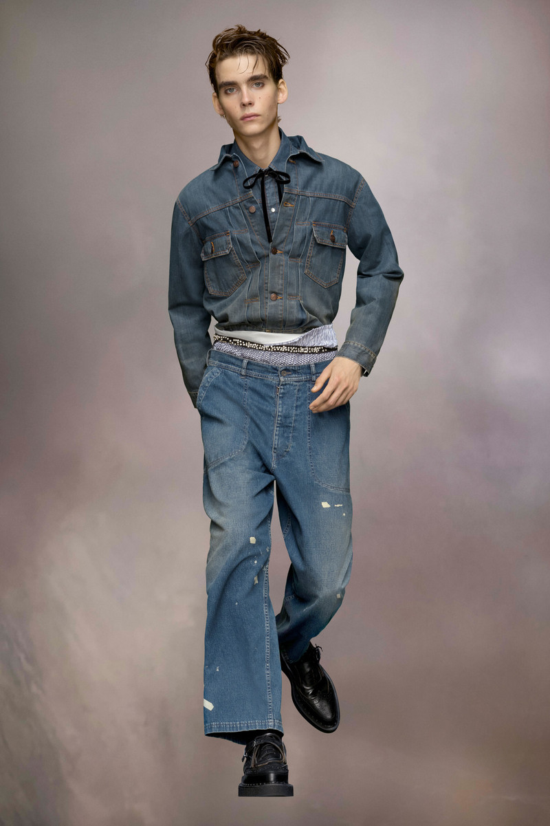 Maison Margiela Pleated denim jacket outlook