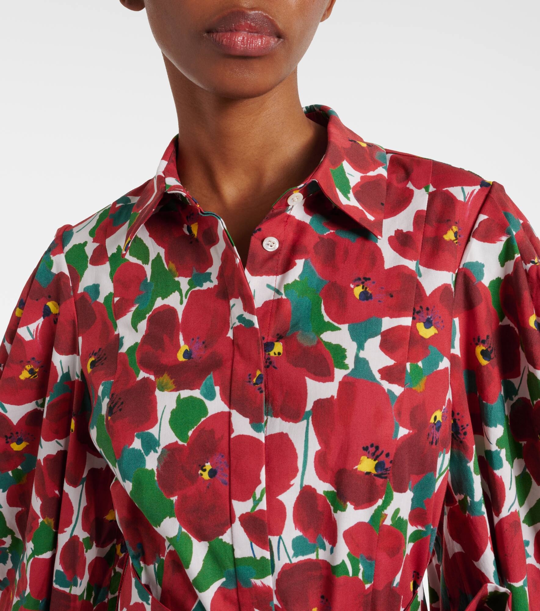 Floral cotton-blend shirt dress - 5