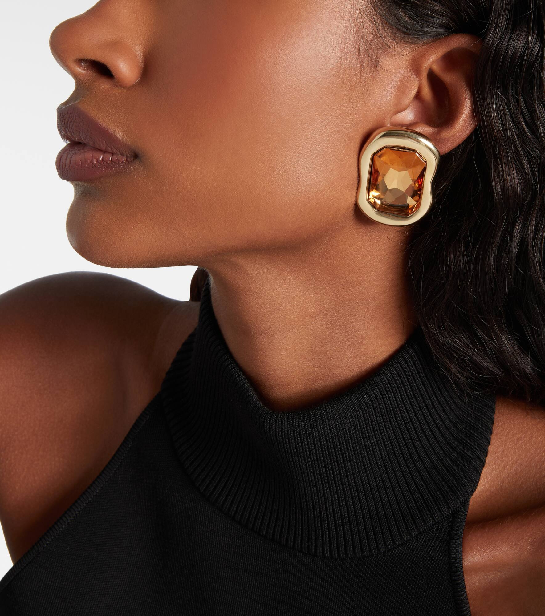 Sculptural Crystal embellished earrings - 3