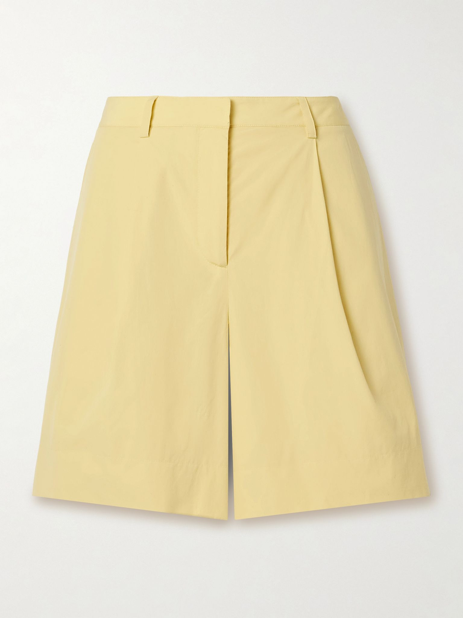 Cisco pleated cotton-poplin shorts Yellow - 1