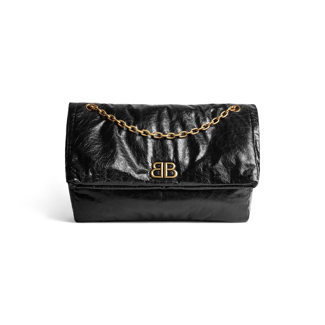 BB Soft Small Flap Leather Shoulder Bag in Black - Balenciaga