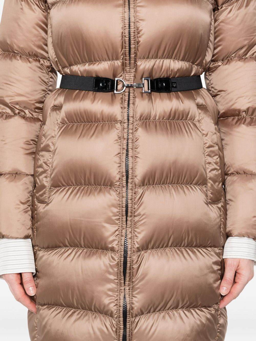 hooded belted puffer jacket - 5