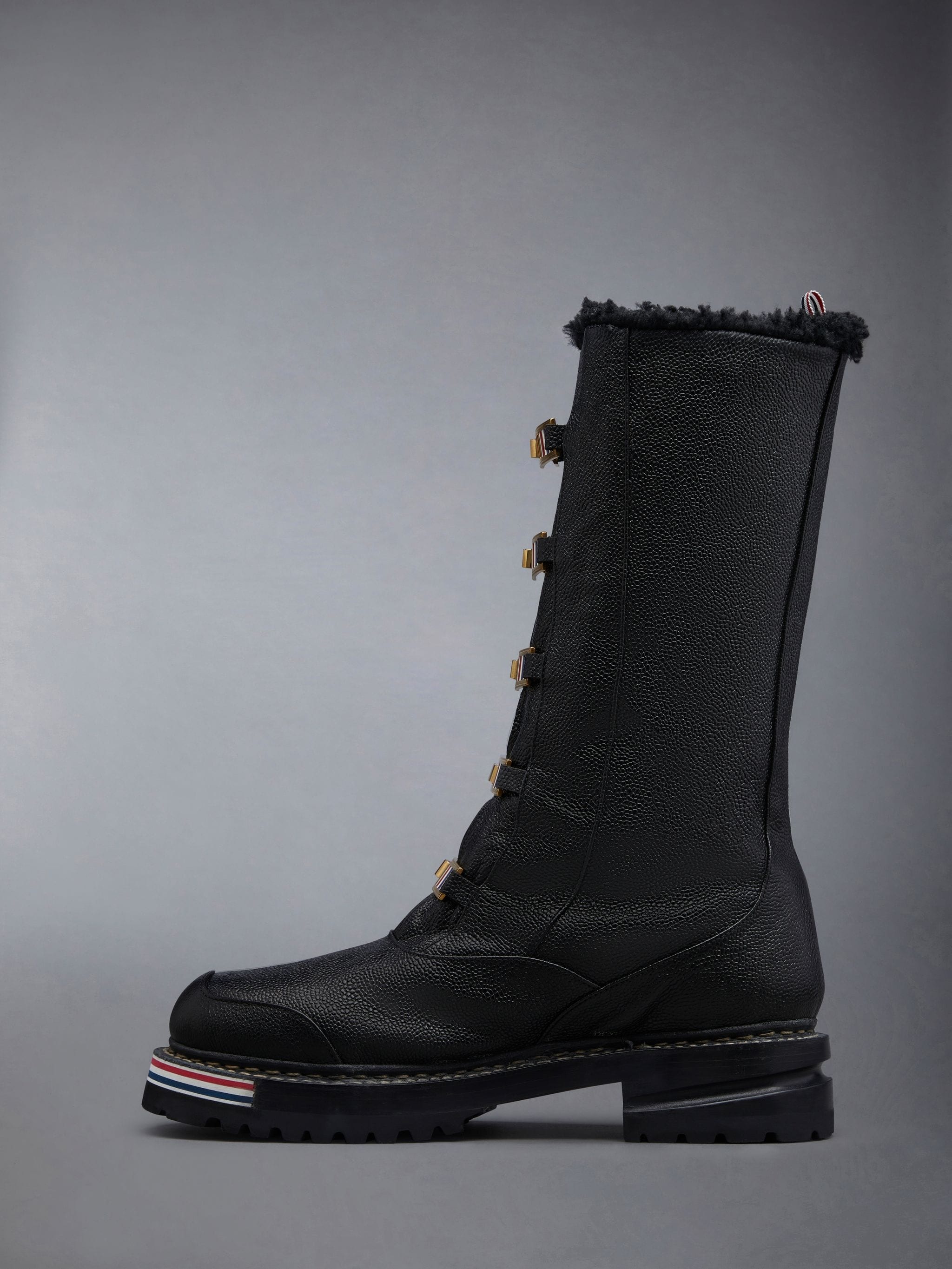Pebble Grain Leather Tall Whaling Galosh Boot - 3