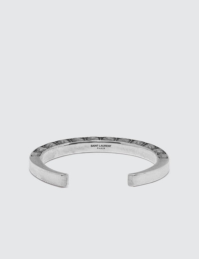 SAINT LAURENT Marrakech Textured Square Cuff Metal Bracelet outlook