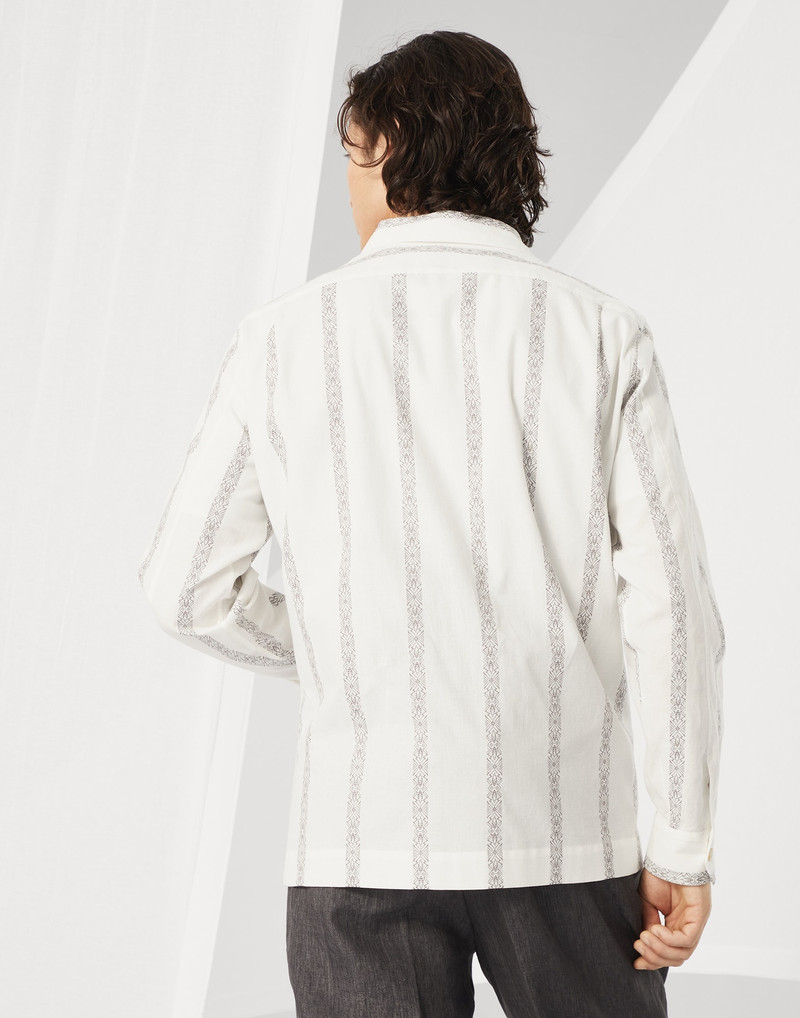 Brunello Cucinelli Jacquard stripe easy fit guayabera outlook