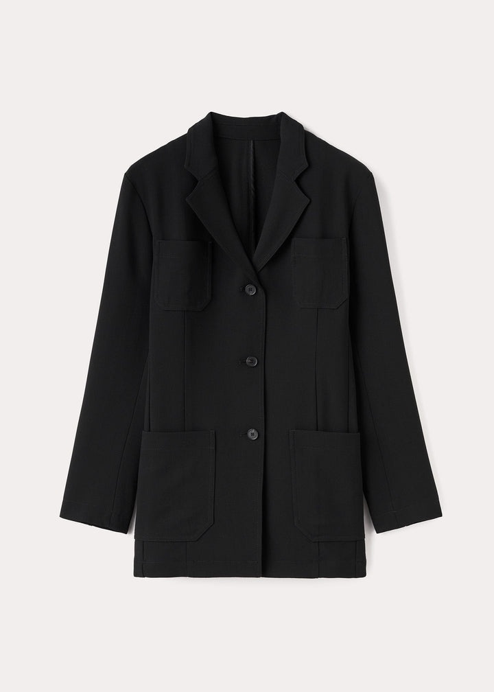 Slim viscose-blend blazer black - 1