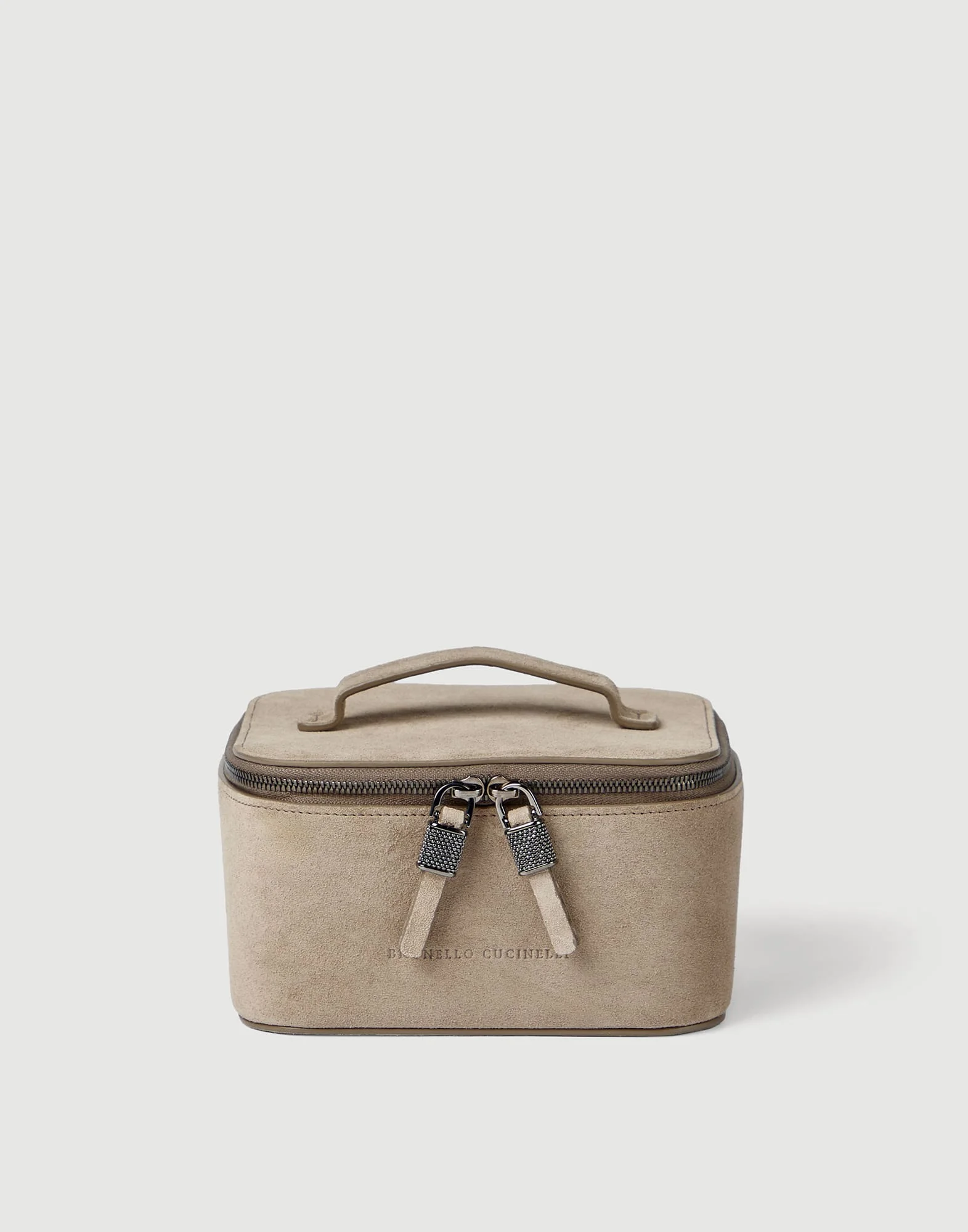 Suede jewelry box with shiny zipper pull - 1