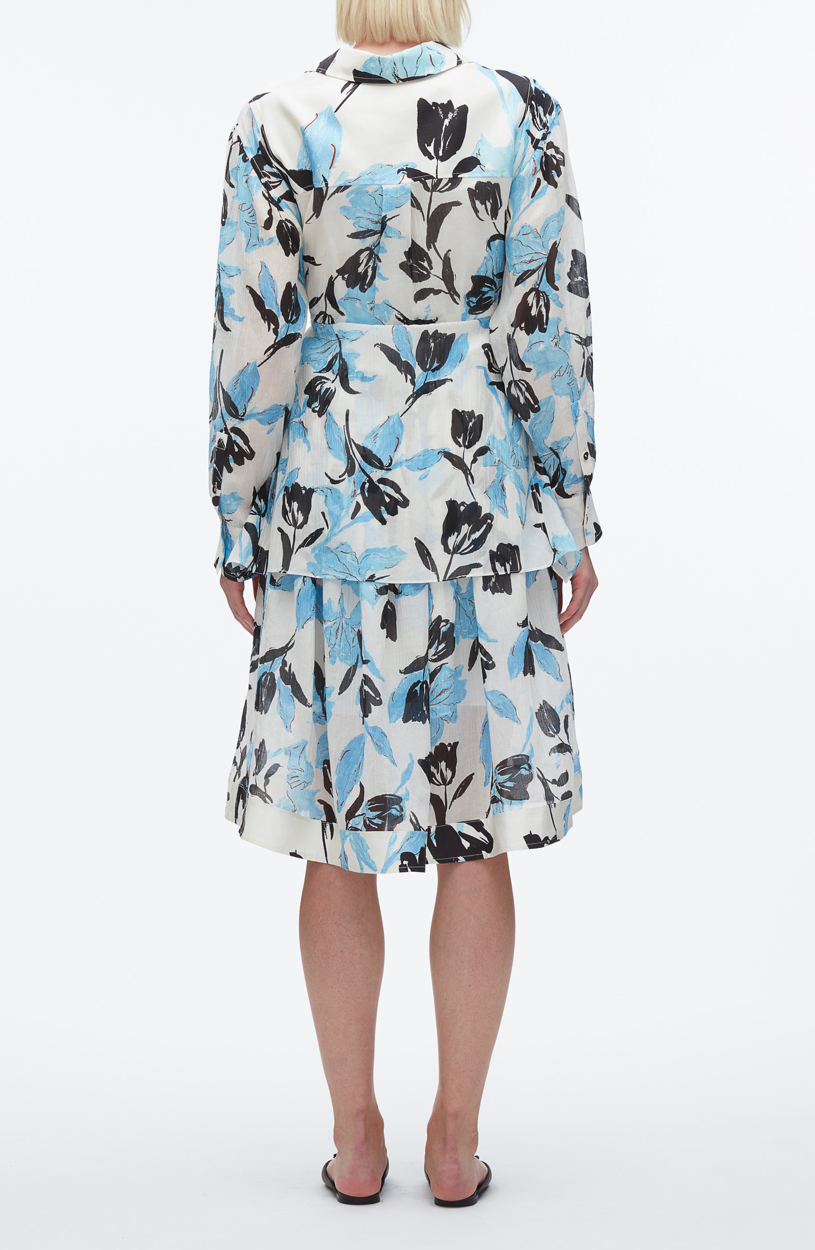 3.1 Phillip Lim Joyful Tulips Long Sleeve Silk Blend Shirtdress in Ivory Multi at Nordstrom - 2