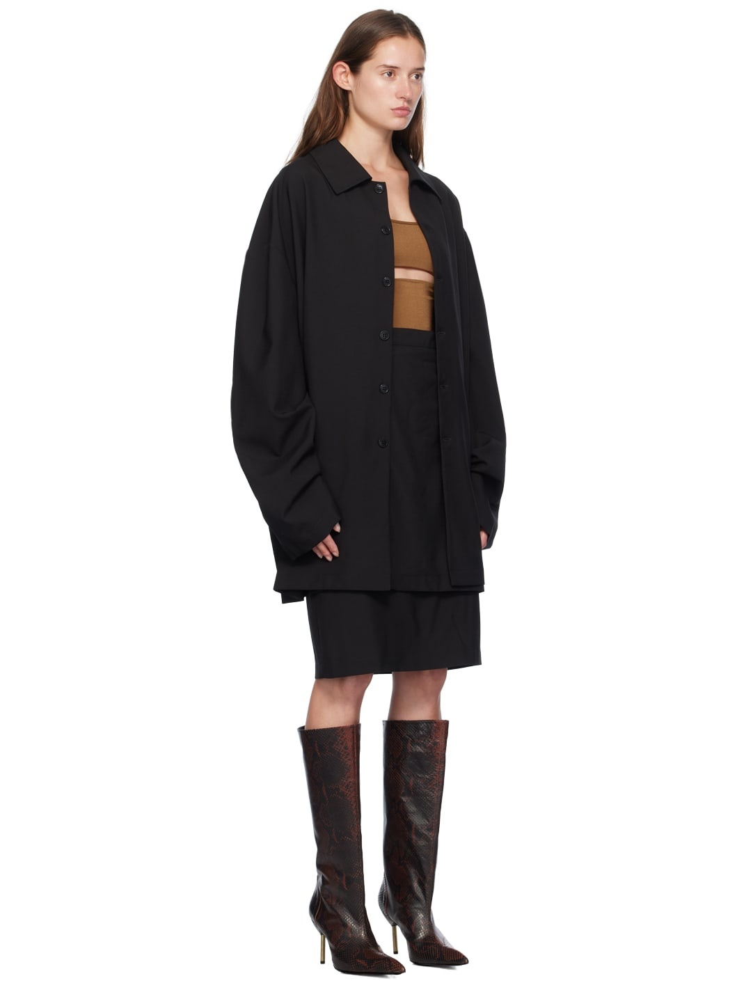 Black 'Jacket Skirt' Midi Dress - 2