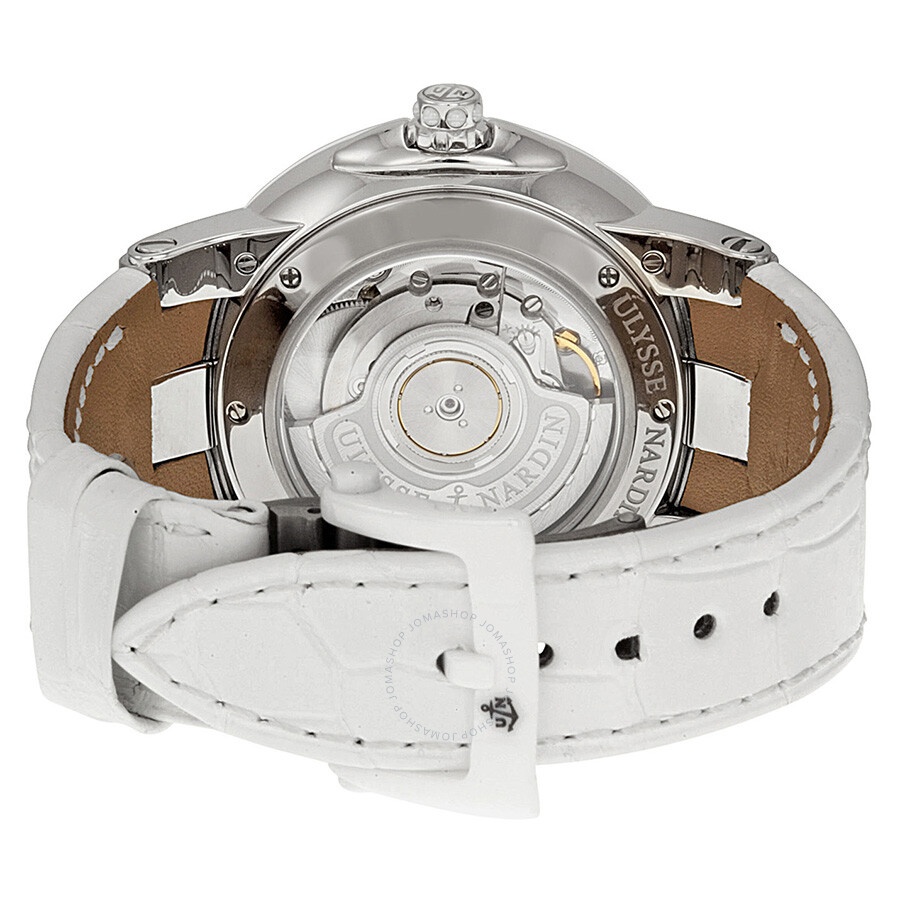 Ulysse Nardin Executive Dual Time Purple Dial Diamond White Leather Ladies Watch 243-10-30-07 - 3