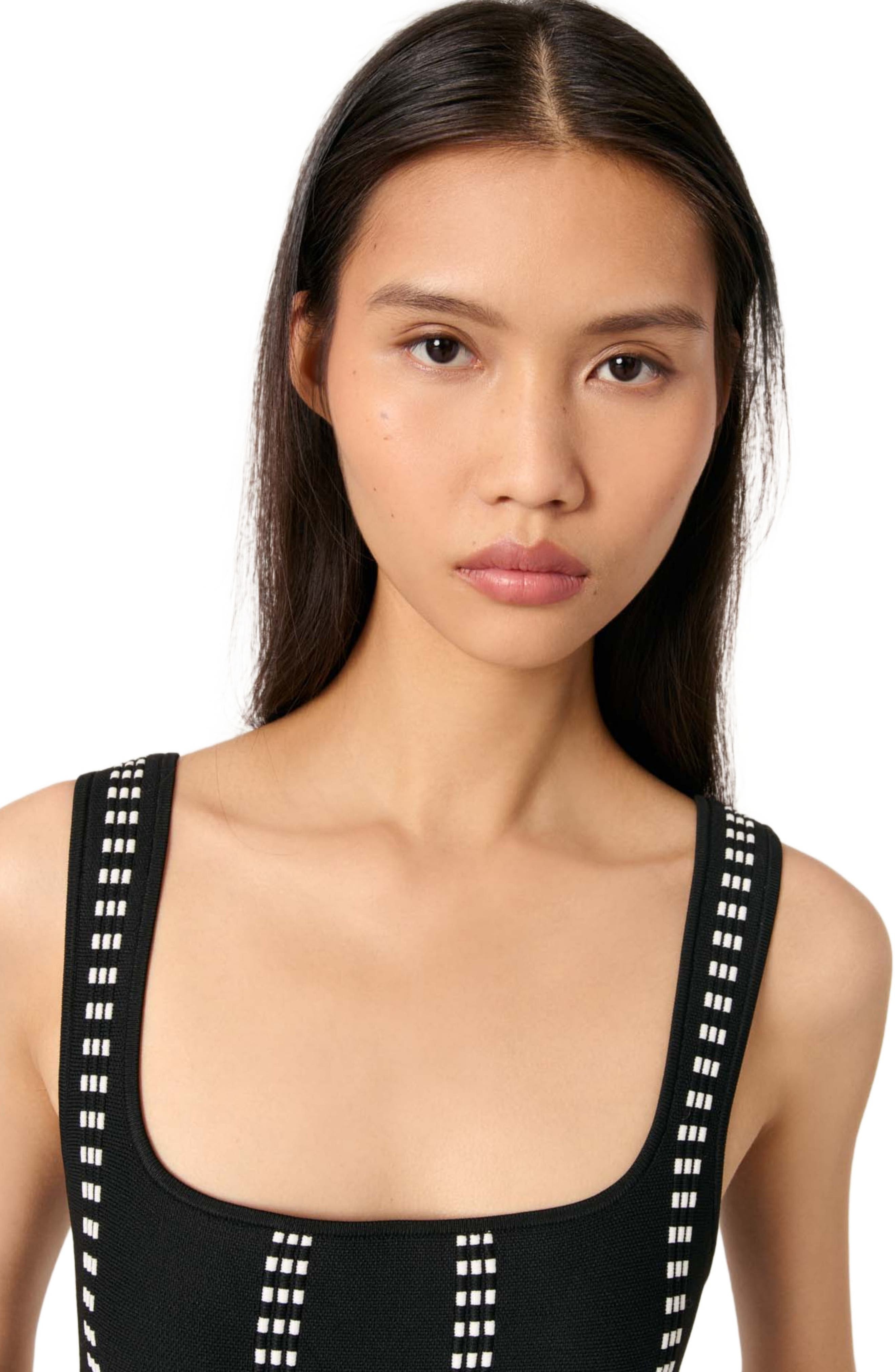 maje Mini jacquard knit dress in Black/ecru at Nordstrom - 6