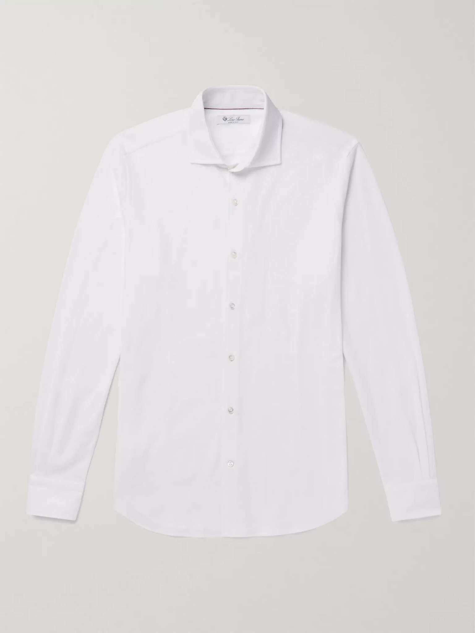 Slim-Fit Cutaway Collar Cotton-Piqué Shirt - 1