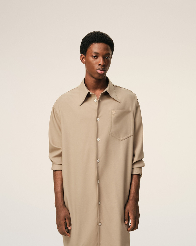 BEIGE NEW WOOL AMI DE COEUR WIDE SHIRT DRESS 3
