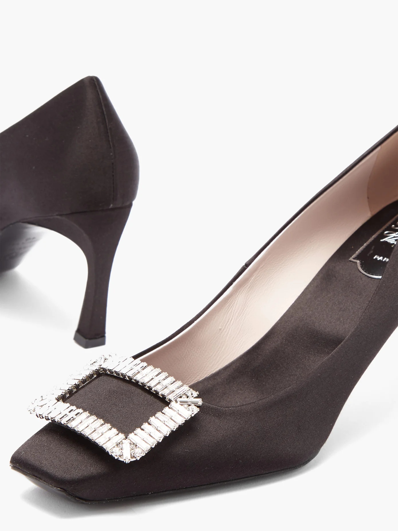 Trompette crystal-buckle satin pumps - 6