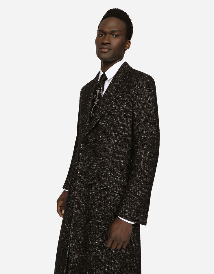 Single-breasted dotted wool jersey coat - 4