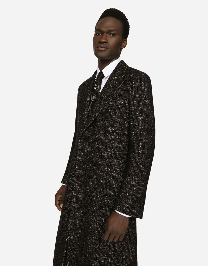 Single-breasted dotted wool jersey coat 4