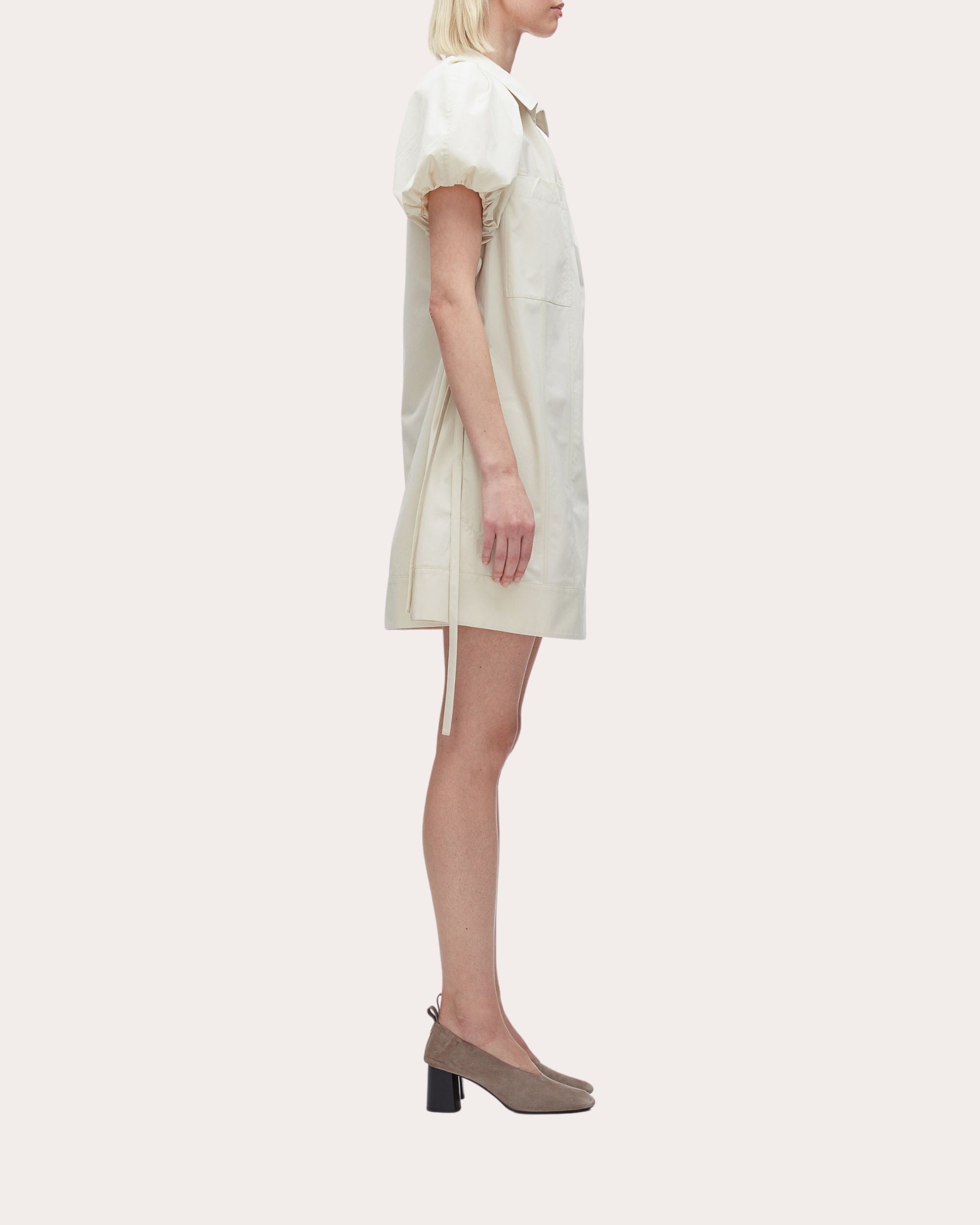 Poplin Puff-Sleeve Shirt Dress - 3