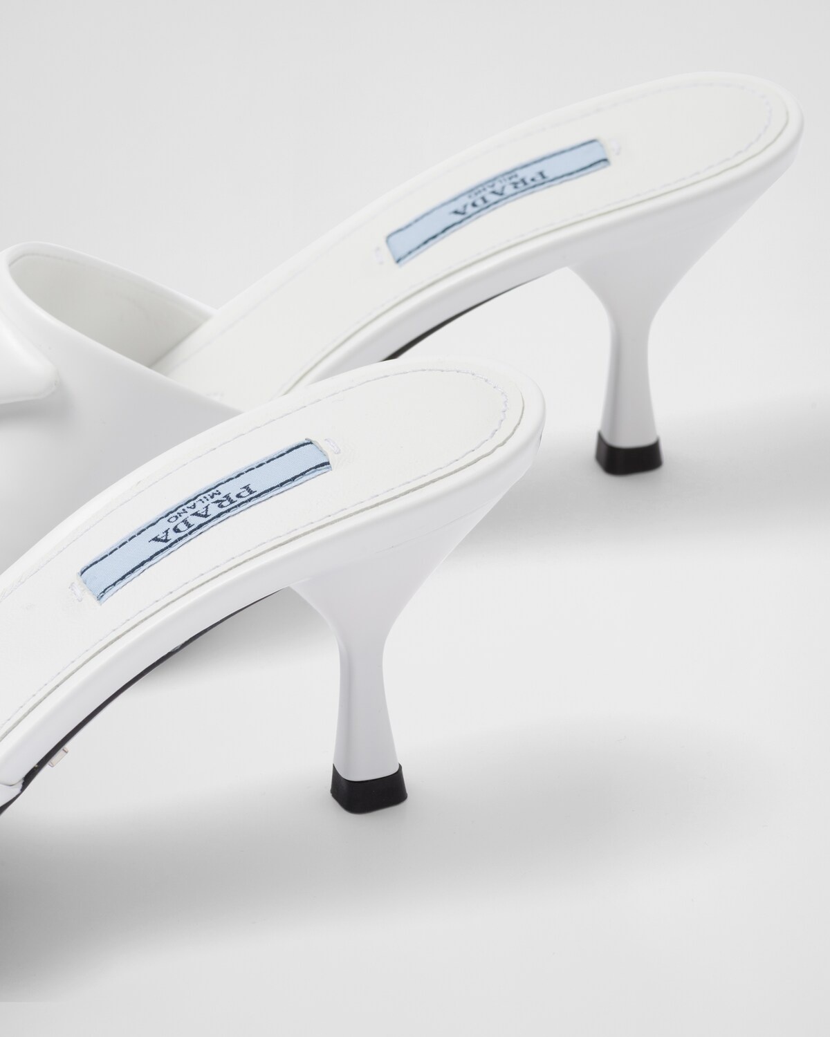 Brushed leather heeled slides - 7