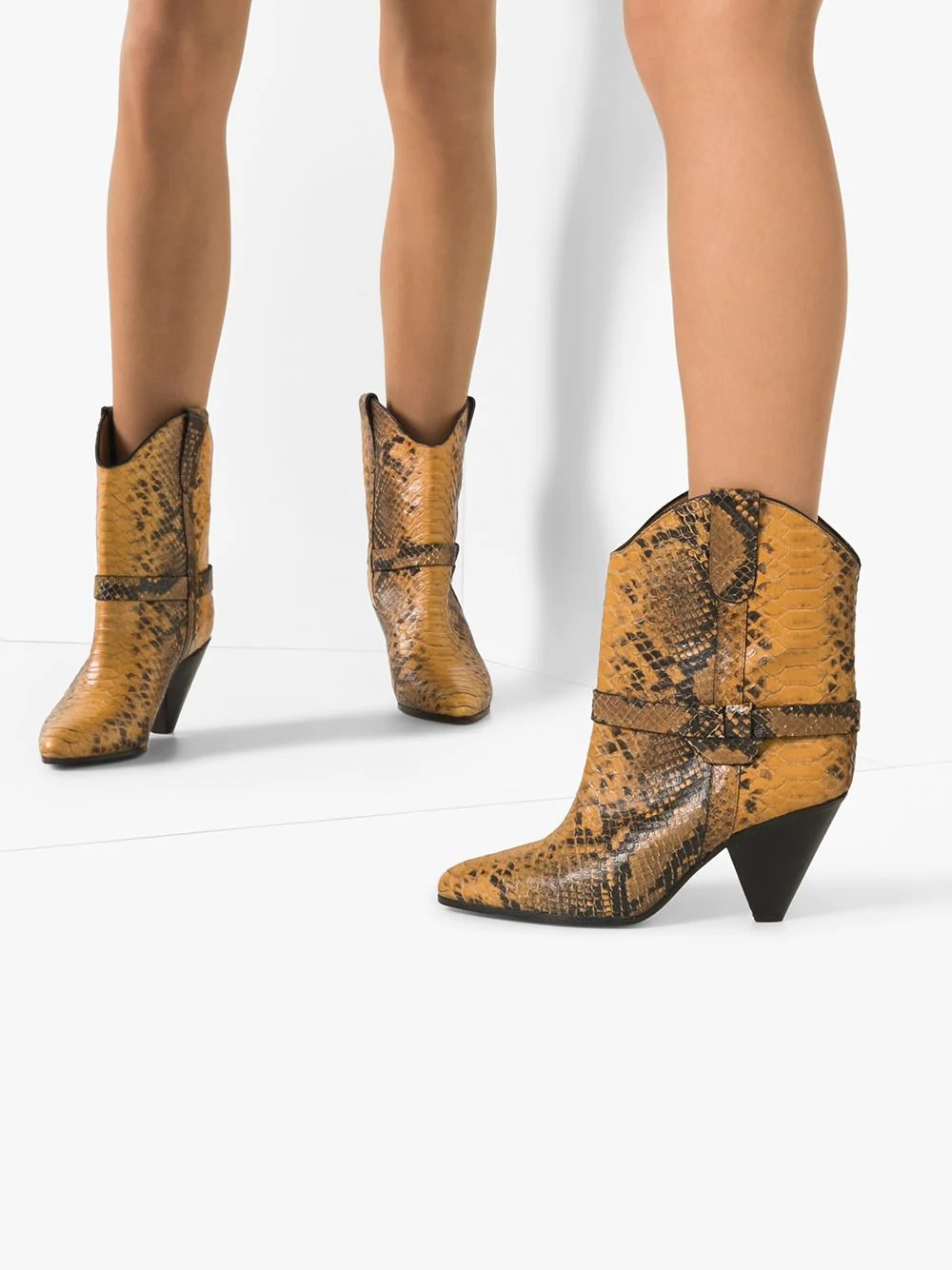 Deane 75mm snake-effect cowboy boots - 3