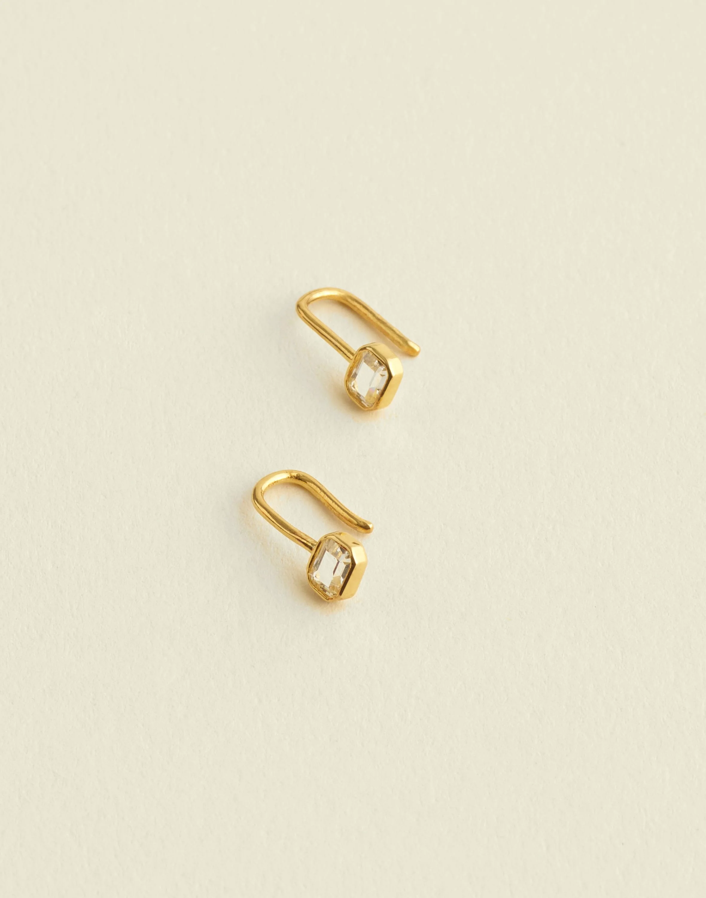 Demi-Fine Emerald-Cut Bezel Small Drop Earrings - 1