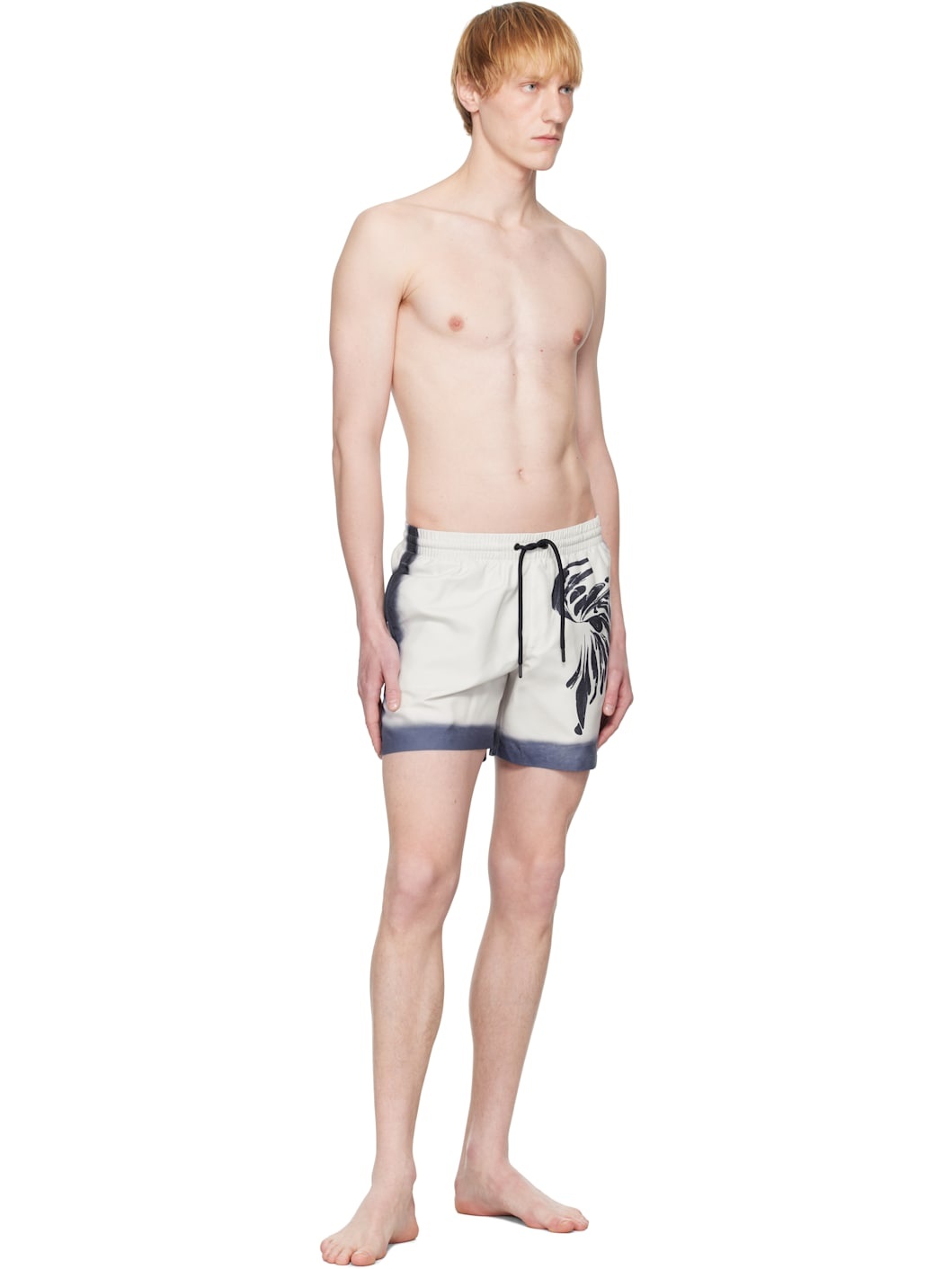 Navy & Gray Printed Swim Shorts - 4