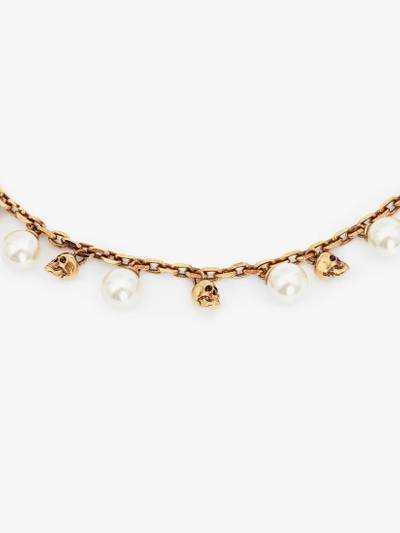Alexander McQueen Pearly Skull Necklace in Antique Gold outlook