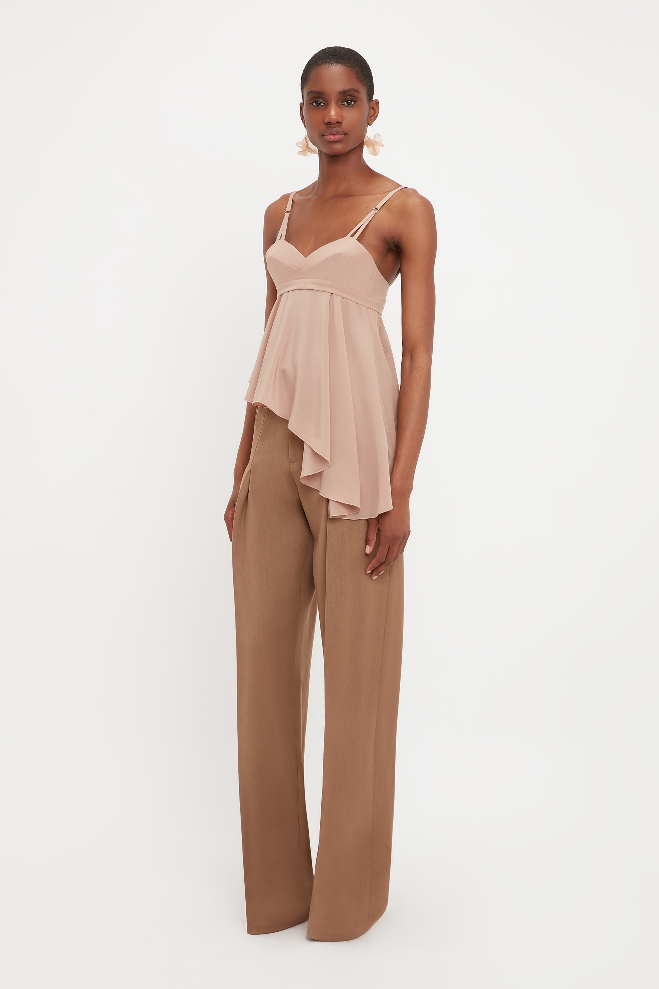 Front Pleat Trousers In Fawn - 4