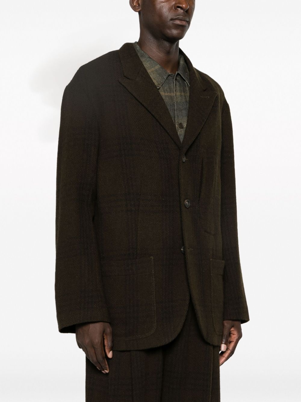 peak-lapels check-pattern blazer - 3
