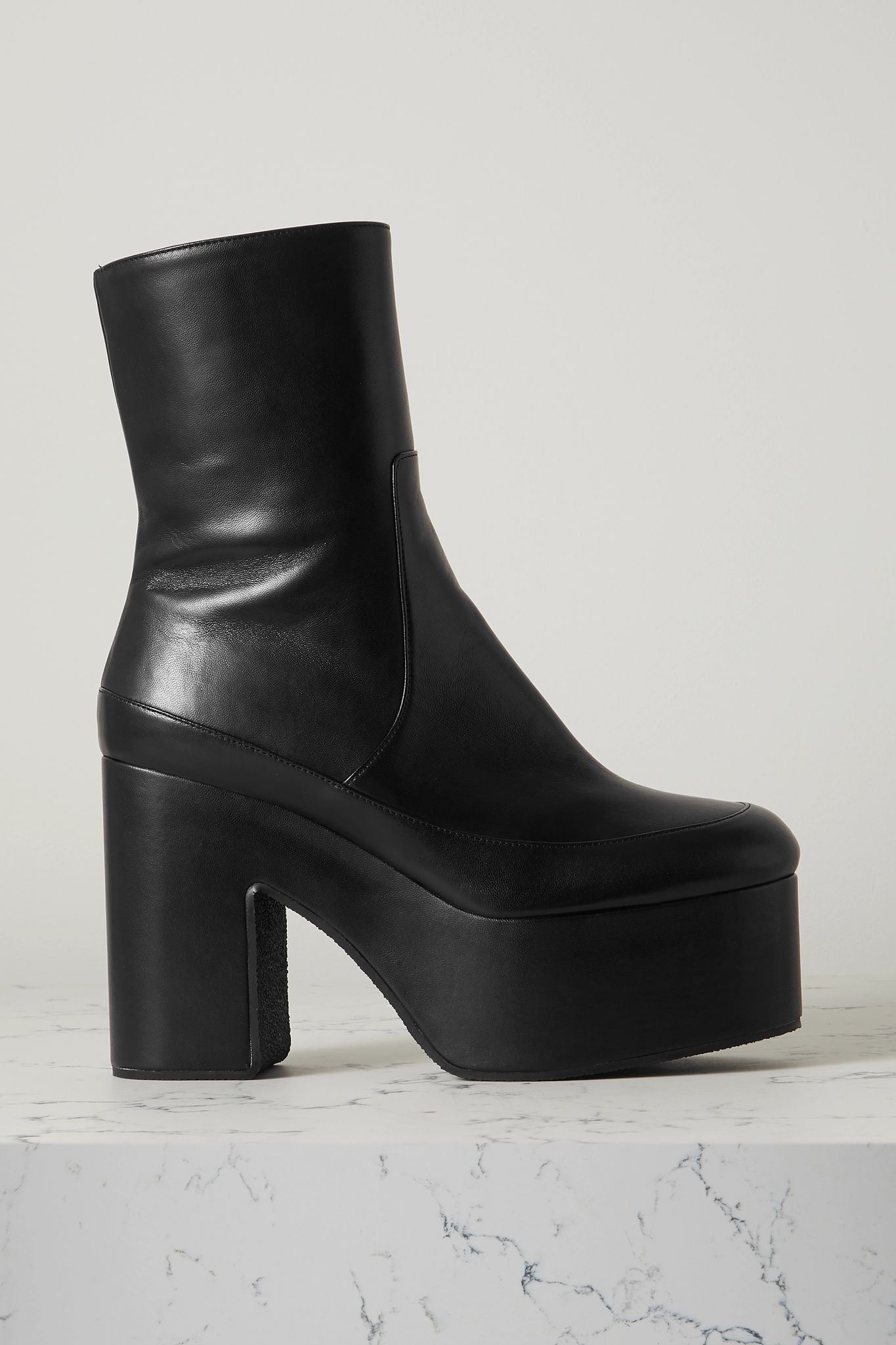 Leather platform ankle boots - 1