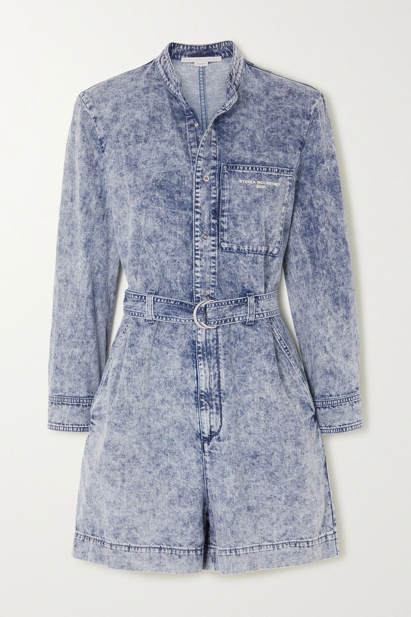 Belted acid-wash denim playsuit 1