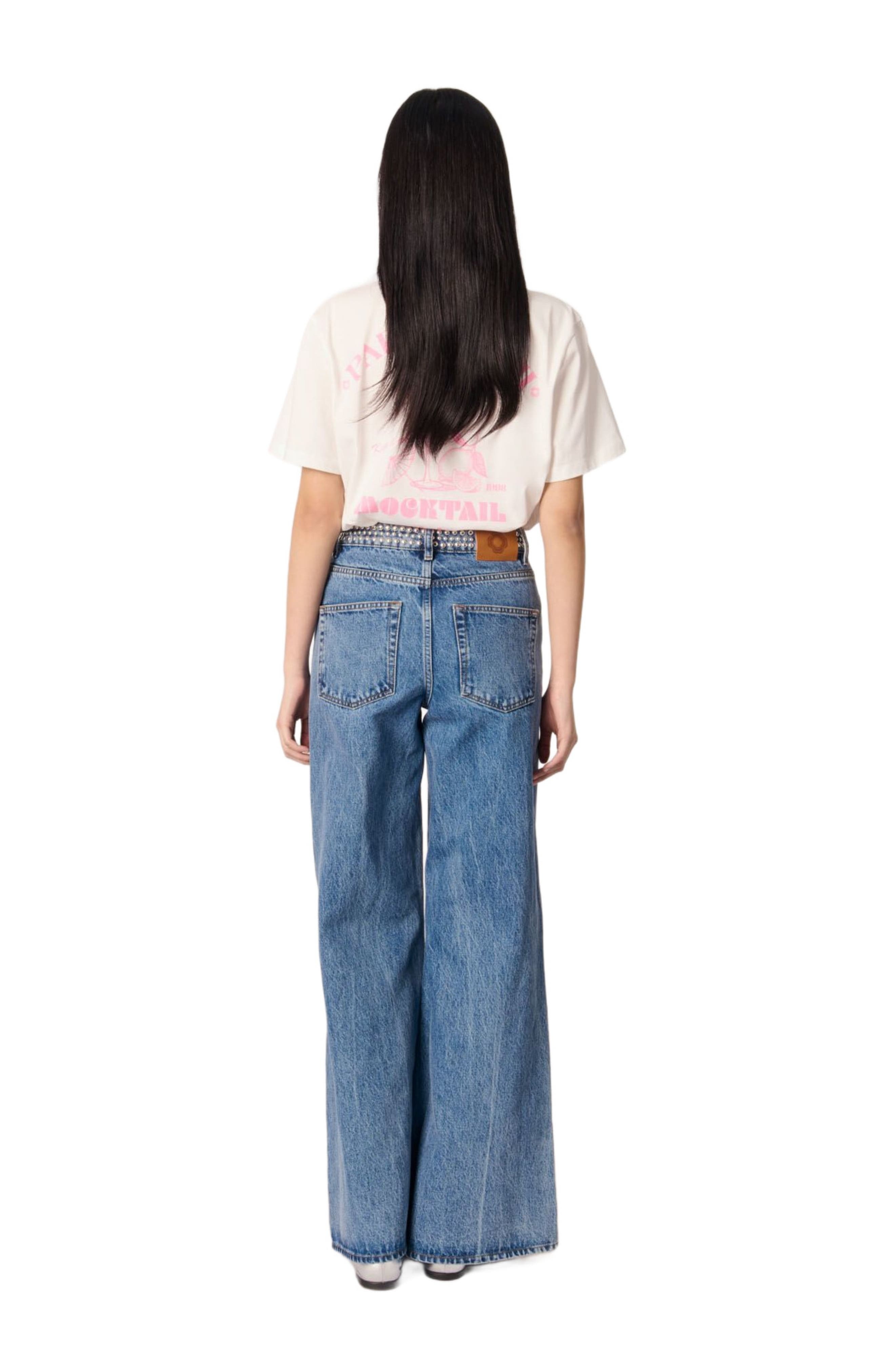 maje Flares jeans with studded waistband in Blue Jean at Nordstrom - 4