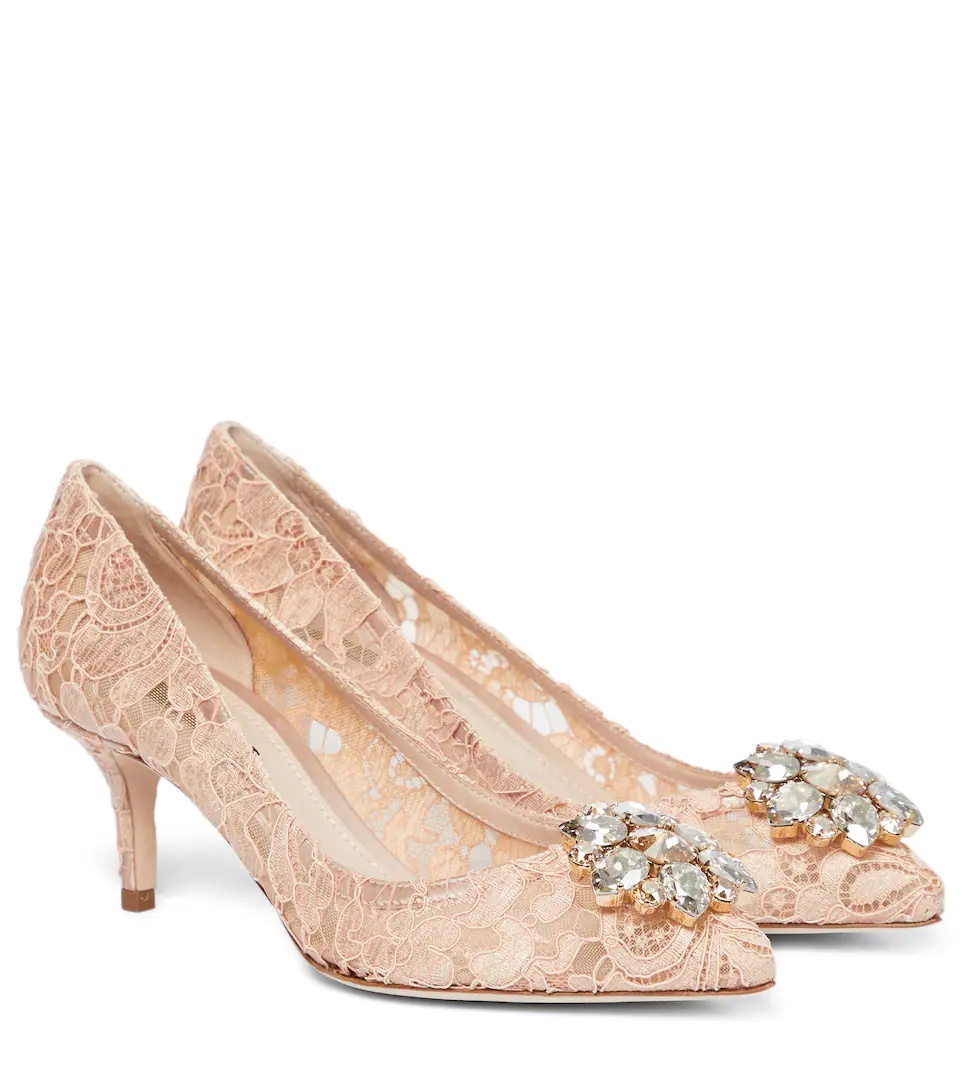 Bellucci embellished lace pumps - 1