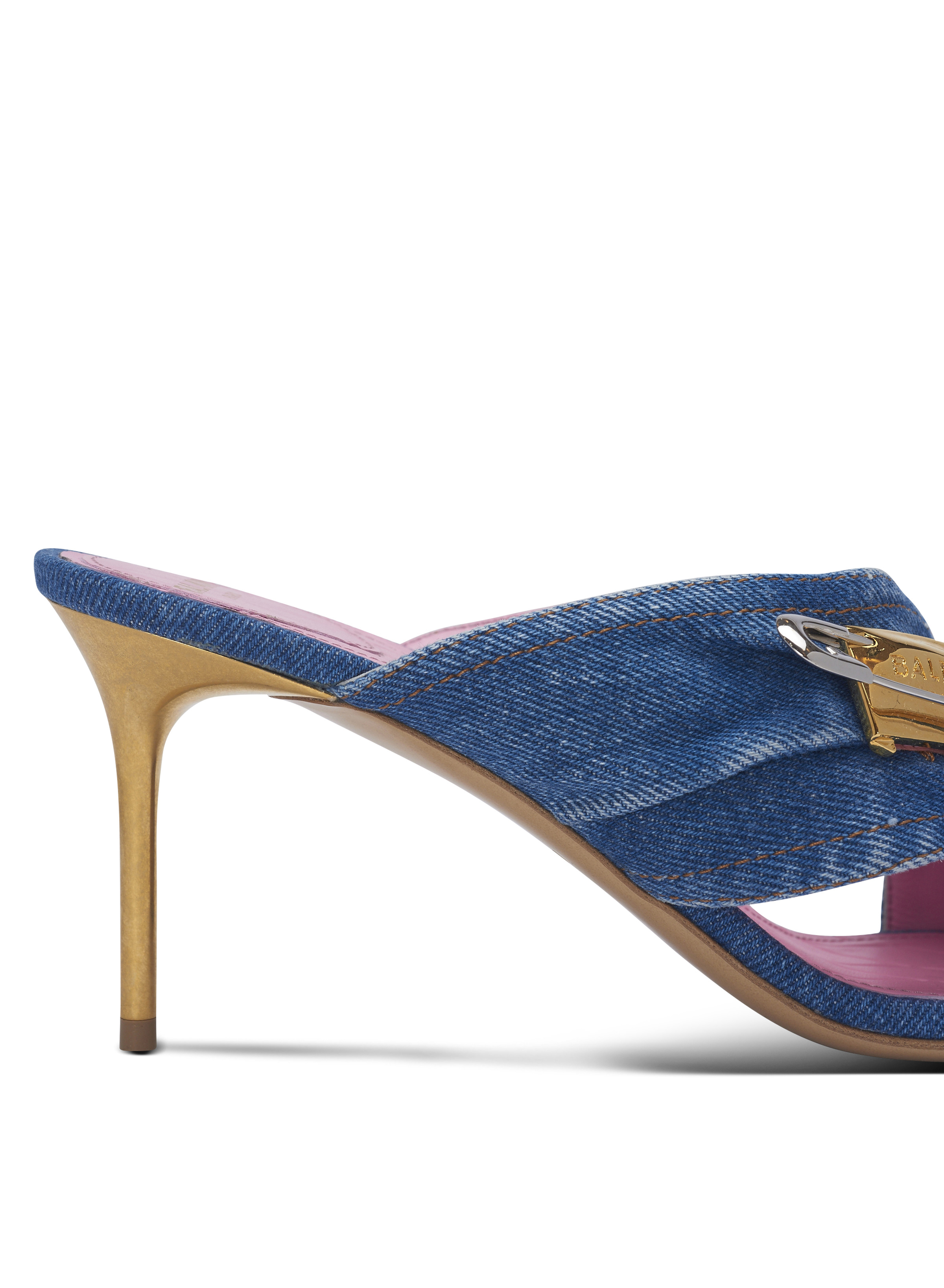 Denim Safety Pin mules - 7